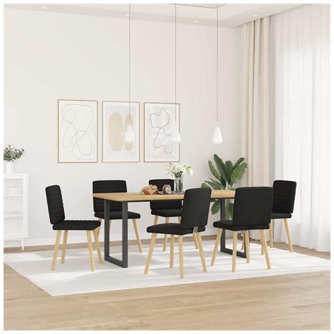 Sedie Da Pranzo 6 Pz Nere In Tessuto - Foto 2