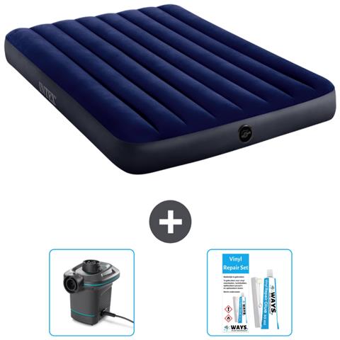 Set Materassino Gonfiabile - 191x137x25 Cm - Blu - Include Accessori Coordinati Cb14 - Foto 1