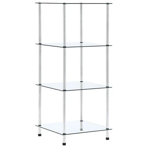 Scaffale A 4 Livelli Trasparente 40x40x100cm In Vetro Temperato - Foto 2