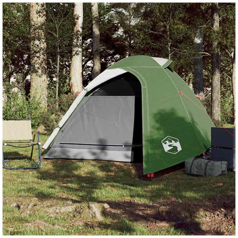 Tenda da Campeggio a Cupola per 3 Persone Verde Impermeabile - Foto 2