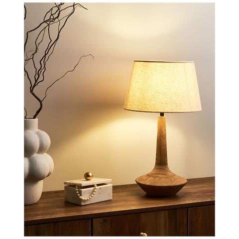 Lampada Da Tavolo Godawari Legno Di Mango Marrone Scuro - Foto 1