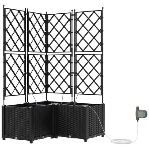 Vasi da Giardino con Sistema di Irrigazione 3 pezzi Nero - Foto 1