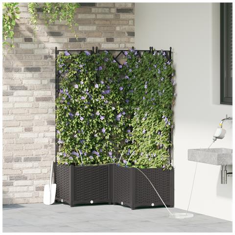 Vasi da Giardino con Sistema di Irrigazione 3 pezzi Nero - Foto 2