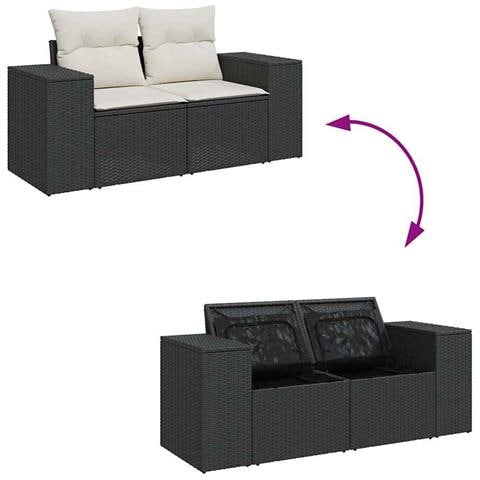 Set Divani da Giardino 5 pz con Cuscini in Polyrattan Nero - Foto 9