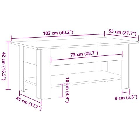 Tavolino da caffè vMix in Nero Rovere 102x55x42 cm in Legno Ingenerizzato - Foto 9