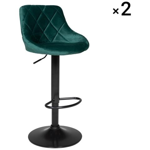 Set Di 2 Sgabelli Da Bar In Velluto Verde Robin - Foto 5