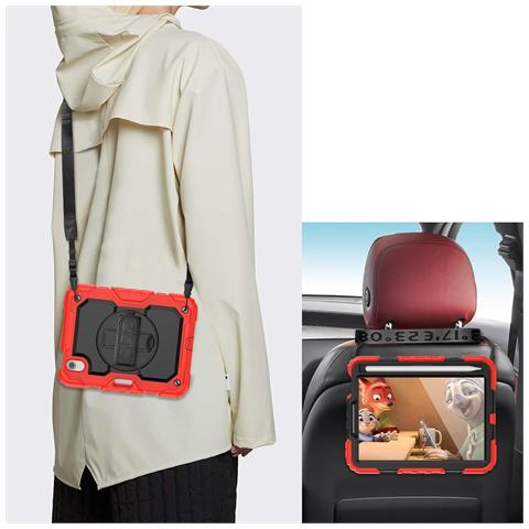 Custodia Per Ipad Mini 6 8,3” Con Supporto E Tracolla Rossa - Foto 4