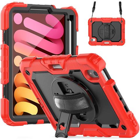 Custodia Per Ipad Mini 6 8,3” Con Supporto E Tracolla Rossa - Foto 1