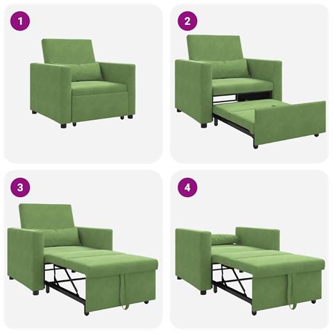Divano Letto Singolo Verde chiaro 90 x 165 x 87 cm Velluto - Foto 9
