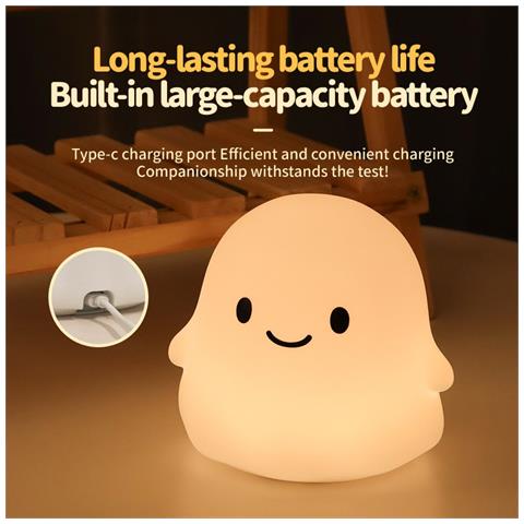 Luce Notturna Fantasma Calda - Lampada Tattile In Silicone Con Luminosità Regolabile - Foto 2