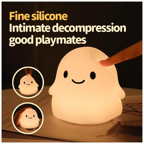 Luce Notturna Fantasma Calda - Lampada Tattile In Silicone Con Luminosità Regolabile - Foto 7