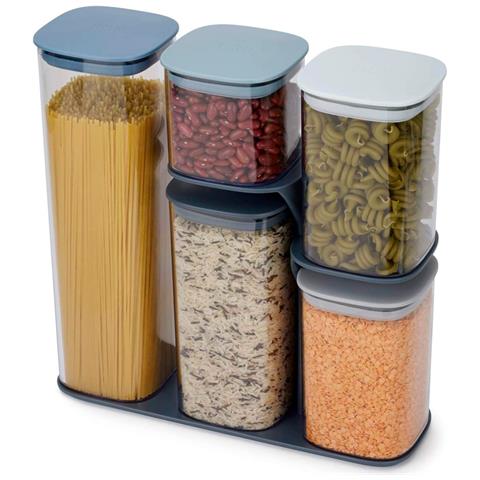 Set Cinque Barattoli Podium Editions Barattoli Impilabili Con Supporto Chiusura Ermetica Guarnizione In Silicone Capacità Da 500 Ml A 1.9 Litri Colore Cielo - Foto 1