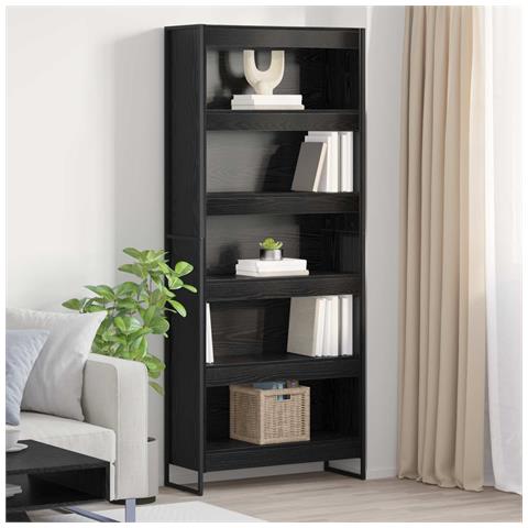 Armadio per Libri 2 pcs Rovere Nero 80 x 30 x 155 cm - Foto 2