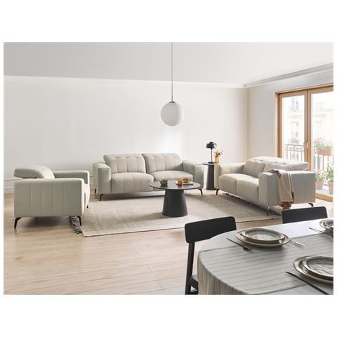 Set Da Salotto 6 Posti Ommel Pelle Sintetica Beige Chiaro - Foto 1