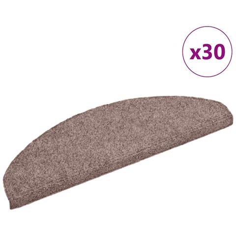 Tappetini per scale autoadesivi 30 pz 65x21x4 cm Marrone Chiaro semicircolari grandi - Foto 1