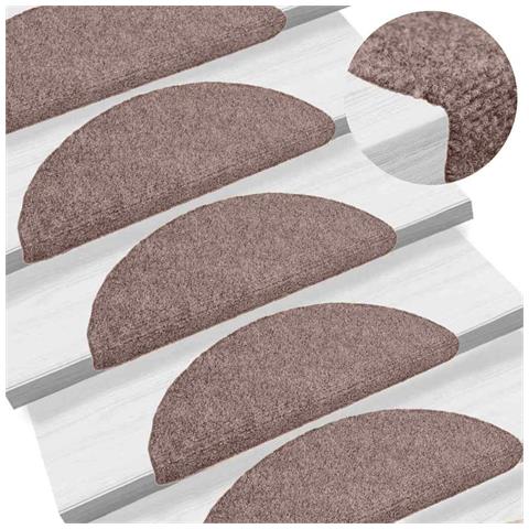Tappetini per scale autoadesivi 30 pz 65x21x4 cm Marrone Chiaro semicircolari grandi - Foto 2