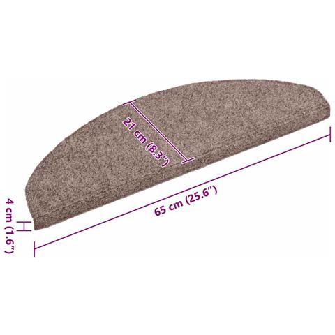 Tappetini per scale autoadesivi 30 pz 65x21x4 cm Marrone Chiaro semicircolari grandi - Foto 8