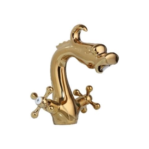 Rubinetto per lavabo da bagno, Blackswan, tipo M268 Dragon, modello oro, misura 20 cm - Foto 1