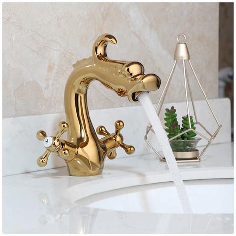 Rubinetto per lavabo da bagno, Blackswan, tipo M268 Dragon, modello oro, misura 20 cm - Foto 2
