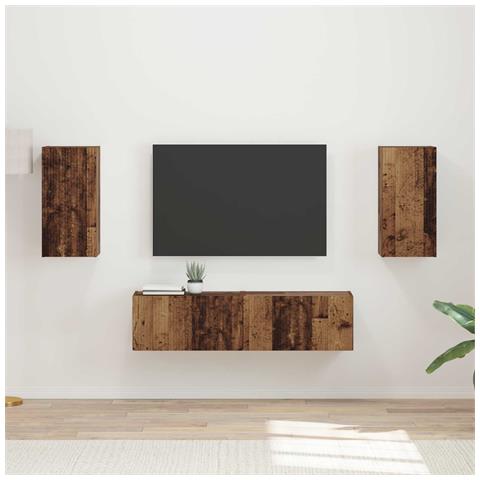 Set mobile TV 4 pcs Legno vecchio Legno multistrato - Foto 2