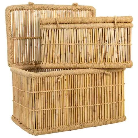 Set Di 2 Cesti Portabiancheria In Bambù 75x52x40 - Foto 1