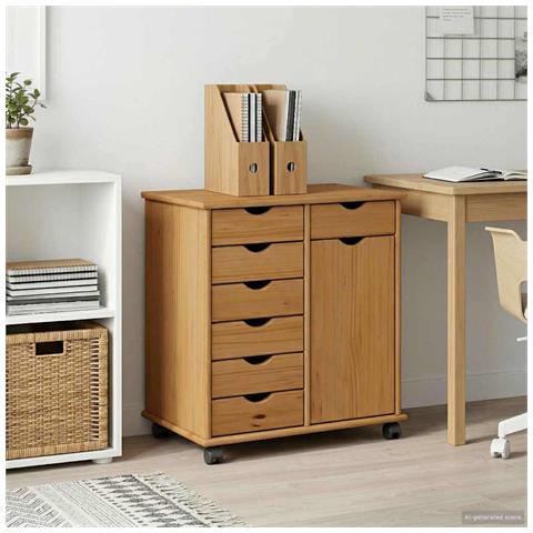 Mobile con Ruote con ruota Marrone miele 63,5 x 39 x 65,5 cm - Foto 2