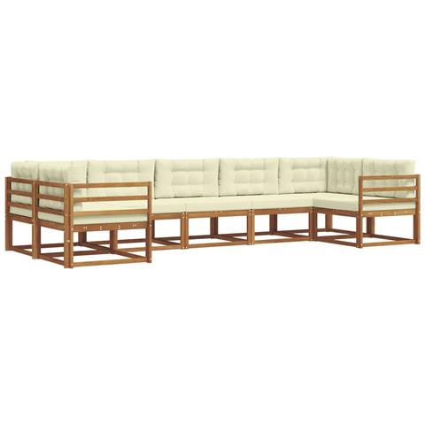 Set di divani da esterno con cuscino 7 pcs Naturale e Crema - Foto 1