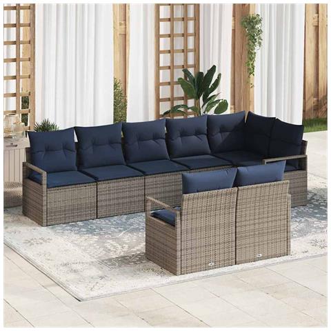 Set di divani 8 pcs Grigio polyrattan - Foto 2