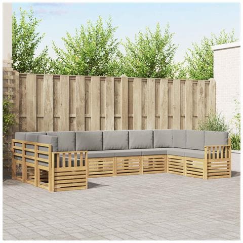 Set di divani da esterno 7 pcs Bianco e Grigio Chiaro - Foto 2