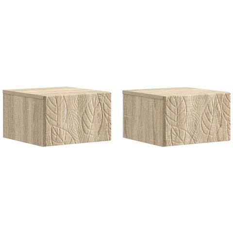 Mobiletto da notte a muro 2 pcs Rovere Sonoma 49 x 34,5 x 20 cm - Foto 1