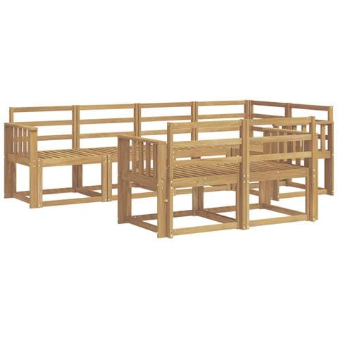 Set di divani da esterno 7 pcs Bianco Legno di Acacia Massello - Foto 1