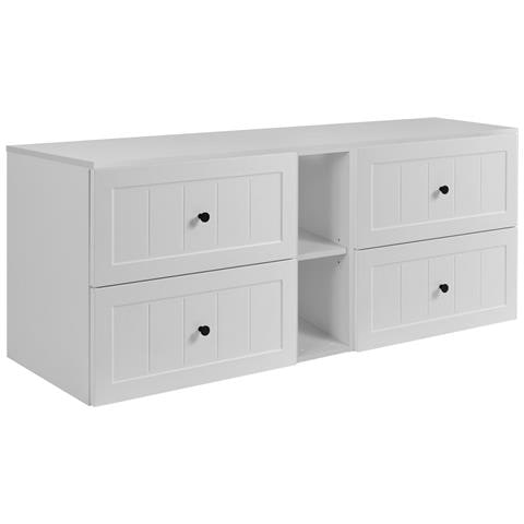 Mobile sottolavabo, Bianco e marrone, 140 cm, Cassetti con chiusura ammortizzata, Ripiano con superficie di appoggio - Foto 1