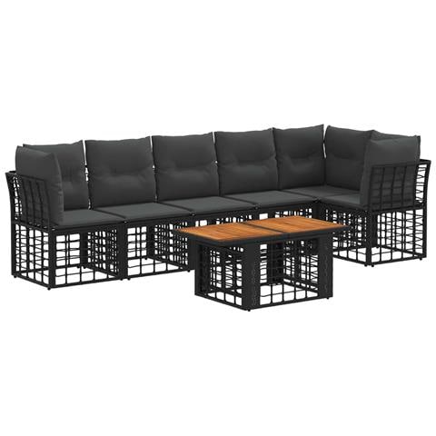 Set Divano da Giardino 7 pz Nero e Grigio scuro polyrattan - Foto 1