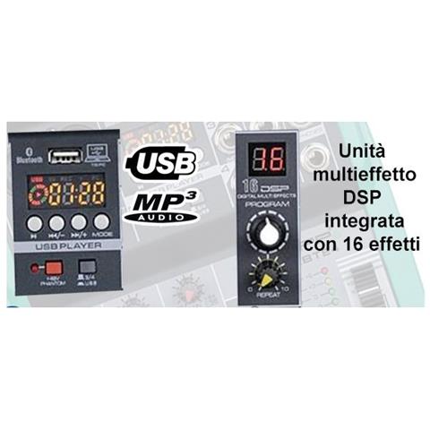 Mixer Audio Passivo 4 Ch. Processore Di Effetti ""fx"" Bluetooth Usb - Foto 3