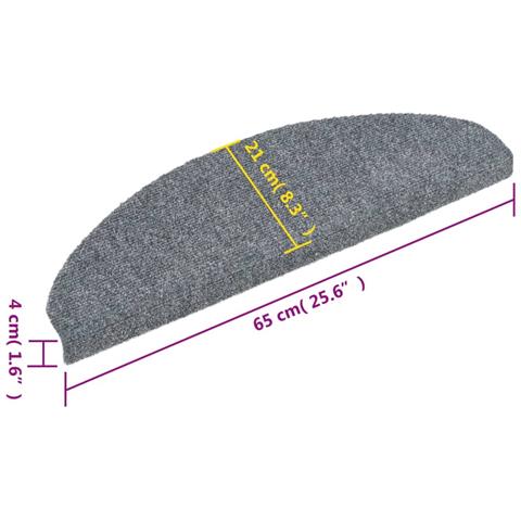 Tappetini Autoadesivi Per Scale 15 Pz 65x21x4 Cm Grigio Chiaro - Foto 2