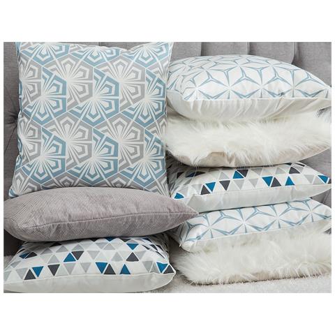 Set Di 2 Cuscini Decorativi 45x45cm Blu Grigio Cleome - Foto 12