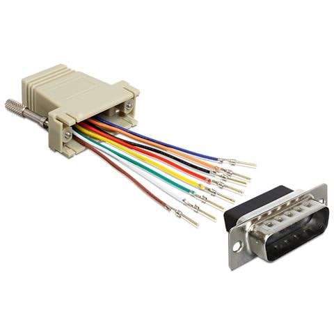 65432, Sub-D 15p, RJ45, Maschio / femmina, Nero, Grigio, Argento, Metallo, Plastica - Foto 1