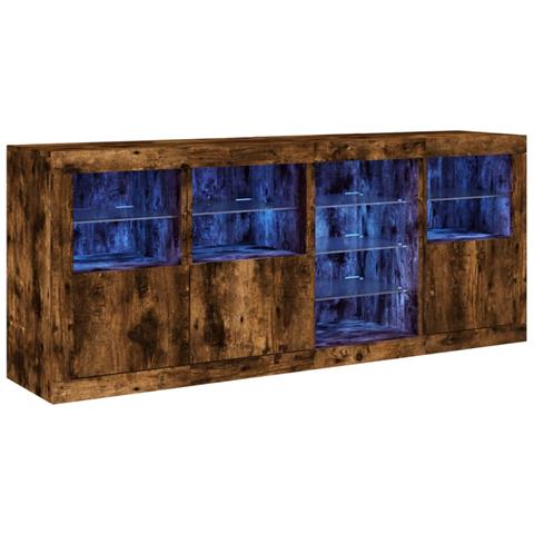 Credenza Con Luci Led Rovere Fumo 164x37x67 Cm - Foto 2