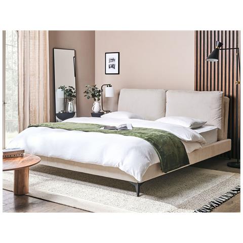 Letto Velluto A Coste Melle 180 X 200 Cm Beige Chiaro - Foto 1