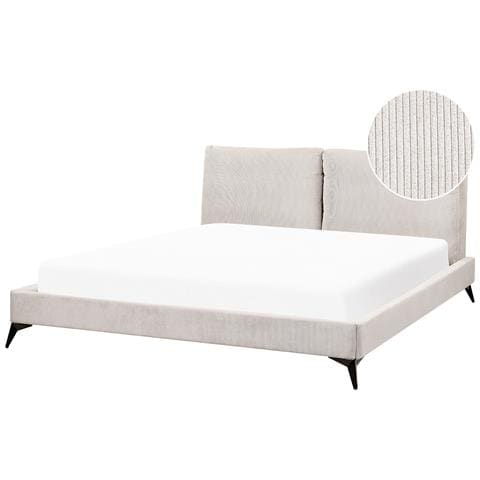 Letto Velluto A Coste Melle 180 X 200 Cm Beige Chiaro - Foto 8