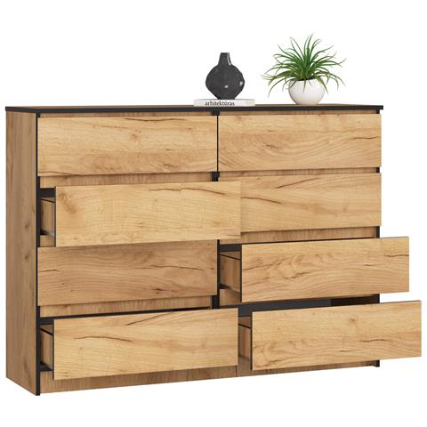 Cassettiera K140, 8 cassetti, 138x40x99 cm, Colore Quercia Craft - Foto 2
