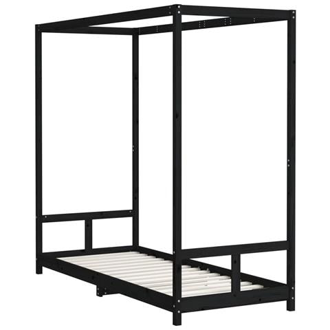 Giroletto per Bambini Nero 80x200 cm in Legno Massello di Pino - Foto 3