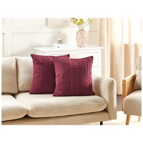 Set Di 2 Cuscini Cadetia Cotone 45 X 45 Cm Bordeaux Tinta Unita - Foto 1