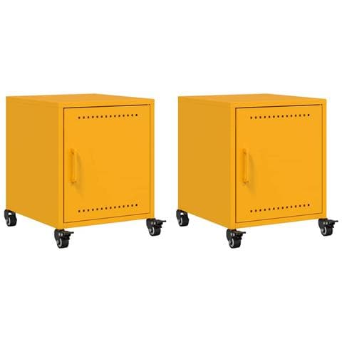 Comodini 2 pz Giallo Senape 36x39x43,5 cm in Acciaio - Foto 1