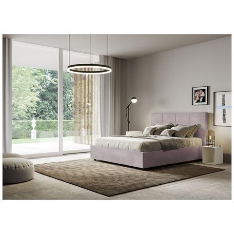 Letto Contenitore Imbottito 140x200 Microfibra Glicine Mika - Foto 5