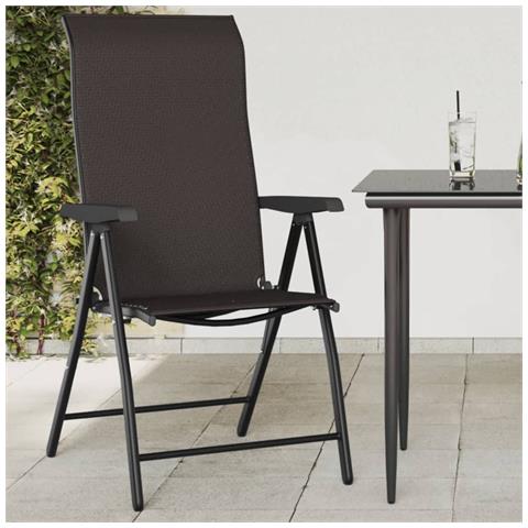 Sedie Pieghevoli Da Giardino 4 Pz Nere In Polyrattan - Foto 1