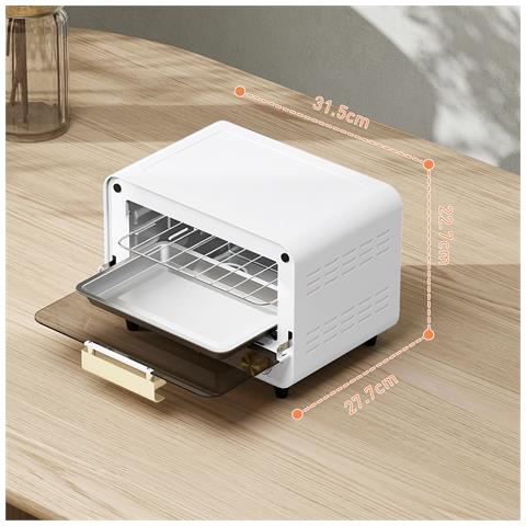 Fornetto Elettrico 12L con Timer e Temperatura Regolabile, in Acciaio e Plastica, 31.5x27.7x22.7 cm, Bianco e Oro - Foto 2