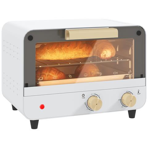 Fornetto Elettrico 12L con Timer e Temperatura Regolabile, in Acciaio e Plastica, 31.5x27.7x22.7 cm, Bianco e Oro - Foto 1