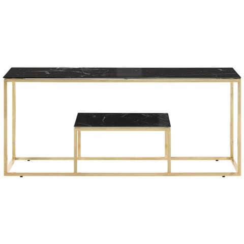 Tavolino Salotto Dorato Acciaio Inossidabile E Vetro Temperato - Foto 2