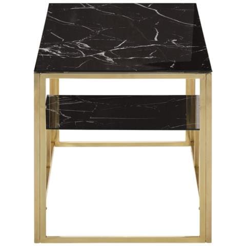 Tavolino Salotto Dorato Acciaio Inossidabile E Vetro Temperato - Foto 3